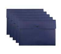 VANRA Carpeta de polietileno con bolsillos para archivos, sobres de plástico, organizador de cartas con cierre de botón a presión, tamaño carta A4 (azul marino)