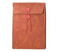 VANRA Carpeta vertical de piel sintética para archivos, organizador de documentos, carpeta de bolsillo para papel tamaño carta A4 con cierre de cordón (marrón)