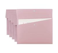 VANRA Carpetas de polietileno tamaño carta, organizador de sobres de plástico A4, soporte plano para documentos con cierre de botón a presión (rosa pastel, paquete de 5)