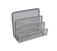 VANRA Organizador de archivos de escritorio de malla metálica con 3 compartimentos verticales verticales (plateado)