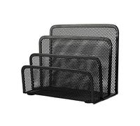 VANRA Organizador de archivos de escritorio de malla metálica con 3 compartimentos verticales verticales (negro)