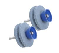 VANZACK Afilador de Cortacésped Afilado Preciso y Rápido, 2 Piezas, Herramienta Afiladora de Cuchillos, Piedra de Corindón Marrón Azul, para Cuchillas de Podadora y Pala