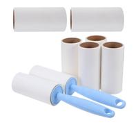 VANZACK Rodillo Quitapelusas Adhesivo Azul con Mango Antideslizante, 1 Juego con 2 Rollos de 40 Hojas y 6 Rollos de 10 Cm para Pelo de Mascotas, Ropa y Muebles, Recambio Portátil