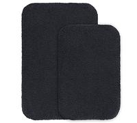 VANZAVANZU Alfombra de Baño 2 Piezas Antideslizante Alfombrilla de Baño Espesa Absorbente Alfombra de Ducha Ultra Suave Alfombrillas para Baño Mullido Microfibra - 40 x 60cm + 50 x 80cm (Negro)