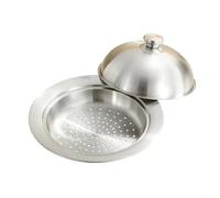 Vaporera 304 para wok y olla, con tapa, apta para lavavajillas, ahorro de espacio, color plateado, 27,5 x 14 cm