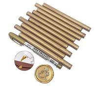 VARACL 10 barras de cera para sello de cera vintage, sello de cera de pistola de pegamento para invitaciones de boda, sobres de felicitación, tarjetas de regalo,con un bolígrafo de cera dorado(dorado)