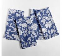Vargottam Servilletas de algodón artesanales con Estampado Floral, Juego de 12, 50 x 50 cm, servilletas de Tela Azul con Detalles Blancos, cenas Elegantes y Brunch. Lavables a máquina.