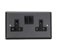 Varilight Urban - Enchufe con 2 clavijas (13 A, conector de doble polo), color negro mate