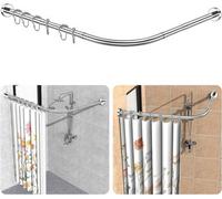 Varilla ajustable para cortina de ducha en forma de L, marca Ibenzoa®, fabricada en acero inoxidable 304, con acabado cromado pulido, telescópica, con una longitud de 75 a 105 cm por lado, e incluye 1