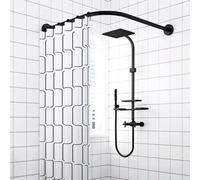Varilla para cortina de ducha Ibzoa® en forma de L, fabricada en acero inoxidable (304), telescópica, ajustable para bañeras de esquina, dimensiones 70–95 × 90–130 cm, diámetro 2,5 cm, capacidad de ca