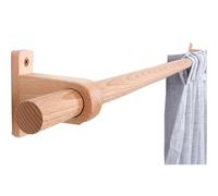 Varilla romana de madera maciza, soporte único, montaje lateral, ideal para dormitorio, sala de estar, oficina (120 cm) y decoración del hogar