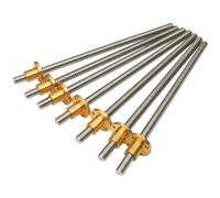 Varilla roscada de acero inoxidable, 1 pieza de tornillo trapezoidal de acero inoxidable T12 con tuerca de cobre, paso de 2 mm, longitud de 2 mm, 100-1000 mm, varilla trapezoidal for impresora 3D.