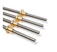 Varilla roscada de acero inoxidable, 1 pieza de tornillo trapezoidal de acero inoxidable T12 con tuerca de latón, longitud de 100 mm a 1200 mm, paso de 2 mm, 12 mm de paso for impresora 3D.