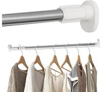 Varilla tensora para cortina de ducha - Barra ovalada para colgar ropa - Riel para armario - Armario para ropa - Sin necesidad de taladrar - Diámetro de tubo de 25-4 mm