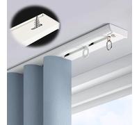 Varillas de aluminio de doble pista de alta calidad, ajustables, montaje de techo silencioso para separadores de habitaciones y balcones, blanco, 210 cm, ideal para soluts de privacidad