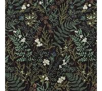 VaryPaper Papel Pintado Pared Hojas Tropicales Negro y Verdes Acuarela Fotomurales Decorativos Pared Papel Adhesivo Flores para Muebles Papel Tapiz Vintage Papel de Pared Decorativo Salon Baño 45cm×3m