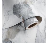 VaryPaper Papel tapiz de mármol blanco y gris, 40 x 200 cm, parte trasera adhesiva, plástico de mármol mate, envoltura de vinilo para muebles, cubierta de vinilo para cocina, baño, cubierta adhesiva