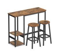 VASAGLE 1 Mesa con 2 Sillas de Cocina, Conjunto de Comedor, con Estantes de Almacenaje, para Salón y Cocina, Marco de Acero, Fácil Montaje, Marrón Rústico y Negro Tinta