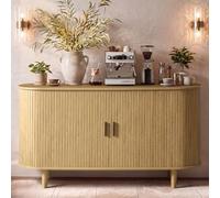 VASAGLE Aparador, Armario de Almacenaje con Puertas Correderas | Aparador Cocina, Estantes Ajustables, 140 x 40 x 75 cm, para Salón y Comedor, Marrón Arena, Colección MIRIANA LSC631KK01