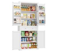 VASAGLE Armario Alto de Cocina, 40 x 76 x 182,1 cm, Armario Independiente, con un Cajón, Estantes Ajustables, 6 Estantes en la Puerta, para Sala de Estar, Cocina, Blanco BBC561W21