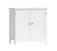 VASAGLE Aramrio de Lavabo, Armario debajo de Lavabo, Mueble de Baño, con 2 Puertas, Estante Ajustable, Amplio Espacio de Almacenamiento, Estilo Moderno, 30 x 60 x 60 cm, Blanco BBC01WT