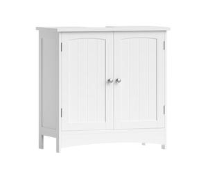 VASAGLE Aramrio de Lavabo, Armario debajo de Lavabo, Mueble de Baño, con 2 Puertas, Estante Ajustable, Amplio Espacio de Almacenamiento, Estilo Moderno, 30 x 60 x 60 cm, Blanco BBC01WT