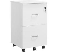 VASAGLE, archivador con 2 cajones, archivador con cerradura, archivador móvil con rieles ajustables, color blanco