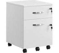 VASAGLE: Archivador con cerradura, con 2 cajones, 5 ruedas y sistema de archivado ajustable para documentos en formato A4 y Letter, ideal para el hogar u oficina