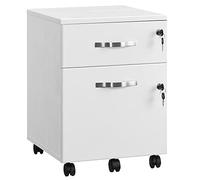 VASAGLE Archivador Móvil con Cerradura, Pequeño Armario de Oficina con 2 Cajones, 5 Ruedas, Barras Colgantes Ajustables, A4, Archivo Colgante de Tamaño Carta, Blanco Nube LCD22WV1