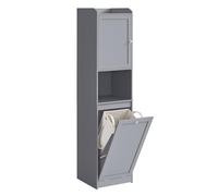 VASAGLE Armario Alto de Baño con Cesto Ropa Sucia, 40 x 40 x 170 cm | Mueble de Baño, Bolsa de Ropa Extraíble con Asas, Compartimento con Puerta, Gris Paloma, Colección SIREN BBC761G02V1
