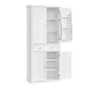 VASAGLE Armario Alto de Cocina, 182,1 cm, Armario Independiente, con un Cajón, 4 Estantes Ajustables, 6 Estantes en la Puerta, para Sala de Estar, Cocina, Blanco White