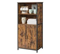 VASAGLE Armario, Aparador, Librería, con 2 Estantes Abiertos | Compartimento con Estante Interno Ajustable, Marco de Acero, Marrón Rústico y Negro, Colección BARNET LSC66BX