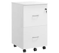VASAGLE Armario Archivador de 2 Cajones, Archivador de Oficina con Cerradura, Soporte para Impresora, A4, Carta y Carpetas Colgantes, Montaje Necesaria, Blanco LCD027W46