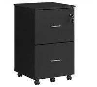 VASAGLE Armario Archivador de 2 Cajones, con Cerradura | Archivador de Oficina, Soporte para Impresora, Negro Tinta, Colección CUSTOS LCD27BKV1