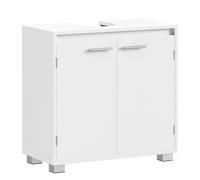 VASAGLE Armario Bajo Lavabo, Mueble de Baño, 2 Compartimentos Detrás de Las Puertas, para Diferentes Tipos de Lavabos, con Pies, 30 x 60 x 60 cm, Beige Natural y Blanco Nube/Blanco Nube Cloud white