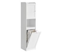 VASAGLE Armario de Baño, 1 Puerta y 1 Cesta de Ropa Sucia | Bolsa Interior Extraíble con Asas, 40 x 40 x 170 cm, Blanco Nube, Colección SIREN BBC761W01