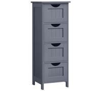 VASAGLE, armario de baño, armario auxiliar con 4 cajones, 30 x 30 x 82 cm, para baño, salón, comedor, cocina, diseño moderno, color gris, modelo LHC040G01