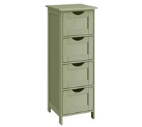 VASAGLE Armario de baño, Armario de Almacenamiento, Armario de Pie, con 4 cajones, 30 x 30 x 82 cm, para Baño, Sala de Estar, Comedor, Cocina, Estilo Moderno, Verde Laurel/Negro Tinta