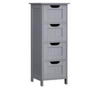 VASAGLE Armario de baño, Armario de Almacenamiento, Armario de Pie, con 4 Cajones, 30 x 30 x 82 cm, para Baño, Sala de Estar, Comedor, Cocina, Estilo Moderno, Gris Místico/Gris/Blanco Blanco
