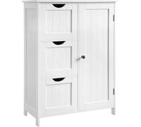 VASAGLE, armario de baño con 3 cajones grandes y estante interior ajustable en altura, 60 x 30 x 81 cm, color blanco