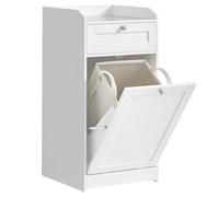 VASAGLE Armario de Baño con Cesto Ropa Sucia, Mueble de Baño con 1 Cajón y 1 Cesta de Ropa Sucia, Bolsa Interior Extraíble con Asas, 40 x 40 x 80,2 cm, Blanco Nube