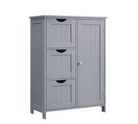 VASAGLE Armario de Baño Estrecho, 3 Cajones, con Puerta, 60 x 30 x 81 cm | Mueble de Baño, Cómoda de Baño, Cajonera, Estante Ajustable, Gris Paloma, Colección SOFIE BBC049G02