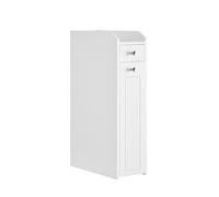 VASAGLE Armario de Baño, Estrecho de Pie, con Cajones | Portarrollos de Papel Higiénico, para Espacios Pequeños, Blanco, Colección SIREN BBC847P31