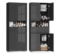 VASAGLE Armario de Baño, Mueble de Almacenamiento, 60 x 30 x 170.5 cm | Con 2 Cajones, Compartimientos, Estantes Ajustables, Negro Tinta, Colección Kailyn, BBC563BH01