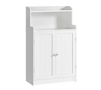 VASAGLE Armario de Baño, Mueble de Baño con 2 Puertas, 2 Estantes Ajustable, 30 x 60 x 100 cm, Armario para Comedor, Cocina, Salón, Gris Paloma/Blanco Nube