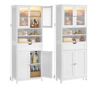 VASAGLE Armario de Baño, Puertas Translúcidas, Estantes Ajustables | Armario de Baño, Cajón, Compartimentos Abiertos, para Sala de Estar, Pasillo, Blanco Nube, Colección SOFIE BBC767W03