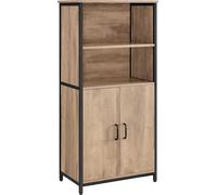 VASAGLE: Armario de cocina, estantería con 2 compartimentos abiertos y estantes ajustables, estantería con puertas, estructura de acero, ideal para salón, cocina o estudio