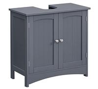 VASAGLE Armario de Lavabo, 2 Puertas, Estante Ajustable, 60 x 30 x 60 cm | Mueble de Baño, Amplio Espacio de Almacenamiento, Estilo Rústico, Gris Pizarra, Colección SOFIE BBC001G01