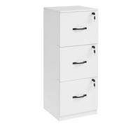 VASAGLE Armario de Oficina, Archivador para Documentos, Soporte para Impresora con 3 Cajones Bloqueables, Riel Ajustable, para Formato A4 y Cartas, Blanco Nube OFC055W14
