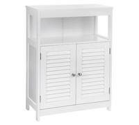 VASAGLE Armario del Baño, Mueble Baño, Armario de Cocina, Organizador con Compartimiento Abierto, Armario Almacenaje con 2 Puertas, 30 x 60 x 80 cm, Blanco/Gris White